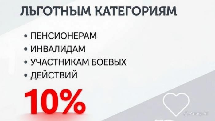 Скидка 10% льготным категориям